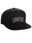 Original Snapback Custom American Cities State Letters Ajustable Flat Visor Cap (Austin Black, White Black)