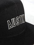 Original Snapback Custom American Cities State Letters Ajustable Flat Visor Cap (Austin Black, White Black)