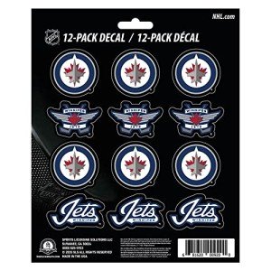 FANMATS 30847 NHL - Winnipeg Jets 12 Count Mini Decal Sticker Pack 5 x 6.25 in.- Great Gift for Sports Fans - Works On Hard Surfaces - for Homes, Cars, Trucks, SUVs.