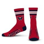 For Bare Feet NHL Washington Capitals 4 Stripe Deuce Crew Sock Team Color LARGE