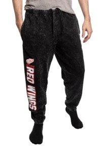 Calhoun NHL Mens Acid Wash Cotton Fleece Athletic Jogger Style Sweatpants (Large, Detroit Red Wings)