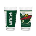 Rico Industries NHL Hockey Minnesota Wild 16 oz Pint Glasses with Digitally Printed Logo, Set of 2 Classic Drinking Glasses, for Fans, Dishwasher Safe