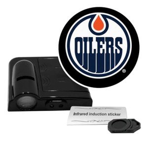 Sporticulture NHL American Hockey Edmonton Oilers - Led Car Door Light - Wireless Led Projector with One Team Logo Slide - Compatible for Most Car Models - Battery-Operated, 2.5” x 2.5”