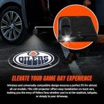 Sporticulture NHL American Hockey Edmonton Oilers - Led Car Door Light - Wireless Led Projector with One Team Logo Slide - Compatible for Most Car Models - Battery-Operated, 2.5” x 2.5”