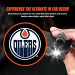 Sporticulture NHL American Hockey Edmonton Oilers - Led Car Door Light - Wireless Led Projector with One Team Logo Slide - Compatible for Most Car Models - Battery-Operated, 2.5” x 2.5”