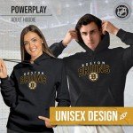 Wright & Ditson NHL Adult Unisex Powerplay Hooded Sweatshirt - Cotton Poly Fleece - Tagless and Comfortable (Boston Bruins - Black Heather, Adult Large)