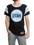 Calhoun NHL Surf & Skate Mens Shoulder Stripe Varsity Inset Sleeve Retro Style T-Shirt – The Coastal Collection (Utah Hockey Club, X-Large)