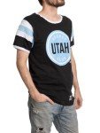 Calhoun NHL Surf & Skate Mens Shoulder Stripe Varsity Inset Sleeve Retro Style T-Shirt – The Coastal Collection (Utah Hockey Club, X-Large)