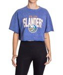 Calhoun NHL Surf & Skate Womens Oversize Drop Shoulder Acid Wash Cropped T-Shirt (Large/X-Large, New York Islanders)