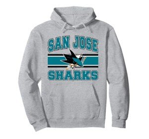 San Jose Sharks Stripe Gray Officially Licensed Pullover Hoodie