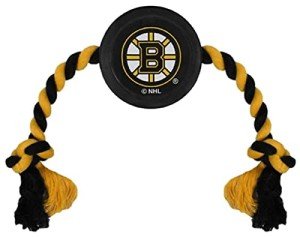 Pets First Dog Rubber Toy Tough Rubber with Heavy-Duty Dog Rope Tug Toy. NHL Boston Bruins Puck Toy for Dogs & Cats. Play Hockey with Your Pet with This Licensed Dog Puck Rubber Cool Toy!