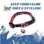 MLB CAT COLLAR. - CHICAGO CUBS CAT COLLAR. - Strong & Adjustable BASEBALL Cat Collars with Metal Jingle Bell