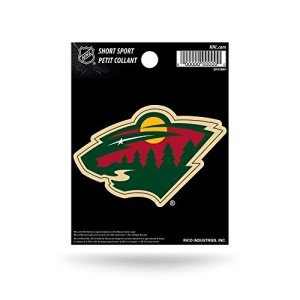Rico Industries NHL Hockey Minnesota Wild Short Sport Decal 3.75' x 4.75' Die Cut Team Logo Short Sport Decal