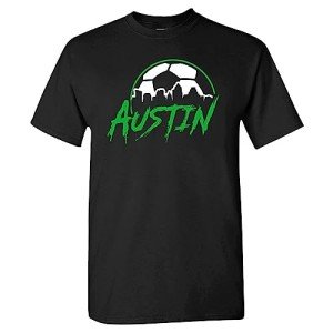 Xtreme Apparrel Austin Soccer Skyline Men's Fan T-Shirt (Black Shirt, XL)