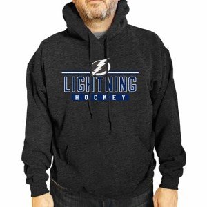 Wright & Ditson NHL Adult Heather Charcoal True Fan Hooded Sweatshirt Unisex - Unisex Cotton Poly Blend - Ultimate Comfort (Tampa Bay Lightning - Charcoal, Large)