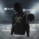 Wright & Ditson Adult NHL Gameday Hooded Sweatshirt - Officially Licensed - Fleece Hockey Pullover - Unisex Hoodie (Minnesota Wild - Black, Large)