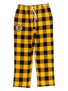 Calhoun NHL Surf & Skate Men's Team Logo Plaid Pajama Pants – 100% Woven Brushed Soft Fabric (Boston Bruins, Medium)