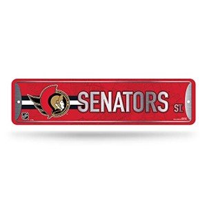 Rico Industries NHL Hockey Ottawa Senators Metal Street Sign 4" x 15" Home Décor - Bedroom - Office - Man Cave