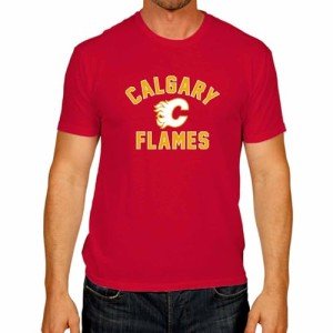 Wright & Ditson NHL Adult Game Day Unisex T-Shirt - 100% Cotton - Tagless Short Sleeve Hockey Tee - Comfortable & Lightweight (Calgary Flames - Red, X-Large)