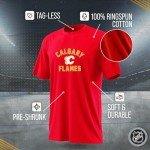 Wright & Ditson NHL Adult Game Day Unisex T-Shirt - 100% Cotton - Tagless Short Sleeve Hockey Tee - Comfortable & Lightweight (Calgary Flames - Red, X-Large)
