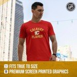 Wright & Ditson NHL Adult Game Day Unisex T-Shirt - 100% Cotton - Tagless Short Sleeve Hockey Tee - Comfortable & Lightweight (Calgary Flames - Red, X-Large)