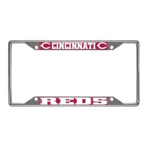 FANMATS 26558 Cincinnati Reds Chrome Metal License Plate Frame, Team Colors, 6.25in x 12.25in