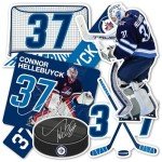 Desert Cactus Winnipeg Jets Sticker Team NHL National Hockey League Player Vinyl Decal Laptop Water Bottle Car Scrapbook (Type P2 - Connor Hellebuyck)
