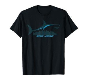 San Jose City Skyline With Shark Above Shark City SJ T-Shirt