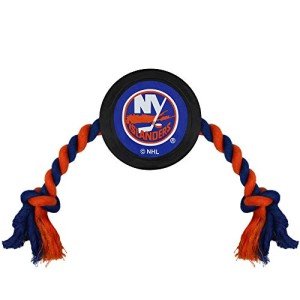 Pets First NHL New York Islanders Puck Toy for Dogs & Cats. Play Hockey with Your Pet with This Licensed Dog Tough Toy Reward!