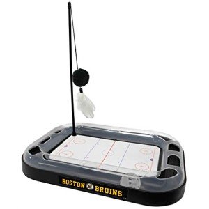Pets First Cat Scratching Toy NHL Boston Bruins Hockey Field Cat Scratcher Tiy with Interactive Cat Ball Bell in Tracks. 5-in-1 CAT Toy