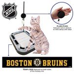 Pets First Cat Scratching Toy NHL Boston Bruins Hockey Field Cat Scratcher Tiy with Interactive Cat Ball Bell in Tracks. 5-in-1 CAT Toy