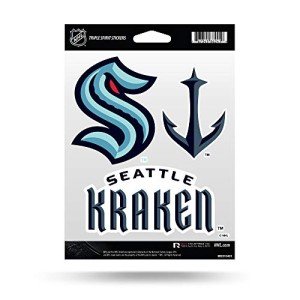 Rico Industries NHL Seattle Kraken Die Cut 3-Piece Triple Spirit Sticker Sheet