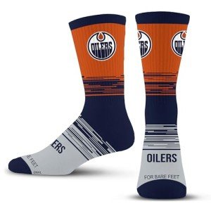 For Bare Feet NHL EDMONTON OILERS Elevate Premium Dress Crew Sock Team Color Large