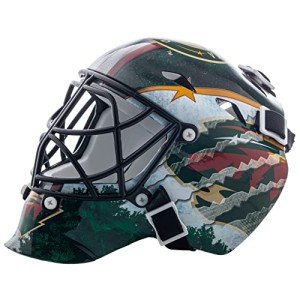NHL Minnesota Wild Team Logo Mini Hockey Goalie Mask with Case - Collectible Goalie Mask with Official NHL Logos and Colors
