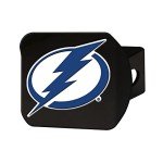 FANMATS 25111 Tampa Bay Lightning Black Metal Hitch Cover - 3D Color Emblem with Metal Chrome 3D Logo Emblem – Easy Installation on Truck, SUV, Car - Ideal Gift for Die Hard NHL Fan