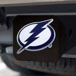 FANMATS 25111 Tampa Bay Lightning Black Metal Hitch Cover - 3D Color Emblem with Metal Chrome 3D Logo Emblem – Easy Installation on Truck, SUV, Car - Ideal Gift for Die Hard NHL Fan