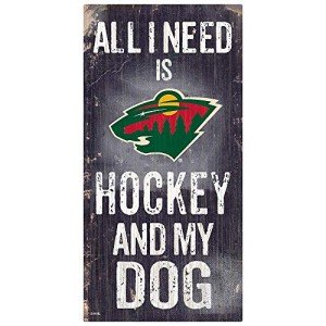 NHL Minnesota Wild Unisex Minnesota Wild Hockey and My Dog Sign, Team Color, 6 x 12