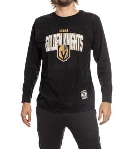 Calhoun NHL Surf & Skate Mens Acid Wash Long Sleeve Cotton Shirt (Vegas Golden Knights, X-Large)