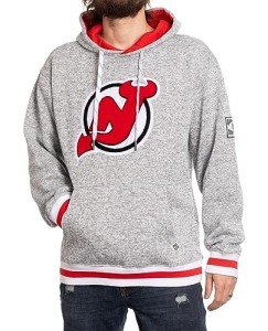 Calhoun NHL Surf & Skate Mens Muskoka Team Striped Premium Pullover Hoodie (New Jersey Devils, X-Large)