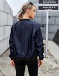 Zeagoo Womens Classic Quilted Jacket Short Bomber Jacket Coat, Navy Blue, Small