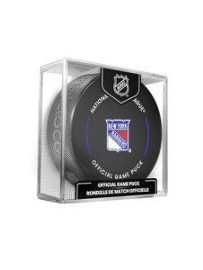 Rangers Official Game Hockey Puck with Holder