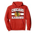 Chicago Blackhawks Stripe Red Officially Licensed Pullover Hoodie