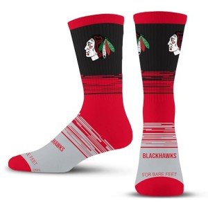 For Bare Feet NHL CHICAGO BLACKHAWKS Elevate Premium Dress Crew Sock Team Color Large