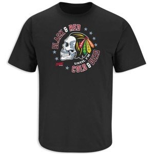 Skull T-Shirt for Chicago Hockey Fans (SM-5XL) (Black Short Sleeve, X-Large)