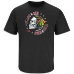 Skull T-Shirt for Chicago Hockey Fans (SM-5XL) (Black Short Sleeve, X-Large)