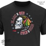 Skull T-Shirt for Chicago Hockey Fans (SM-5XL) (Black Short Sleeve, X-Large)
