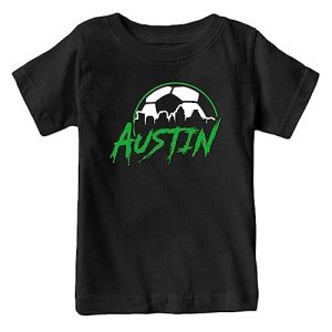 Xtreme Apparrel Austin Soccer Skyline Kid's Fan T-Shirt (Black Shirt, 4T)