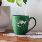 Rico Industries NHL Hockey Minnesota Wild Green 16 oz Team Color Laser Engraved Speckled Ceramic Coffee Mug