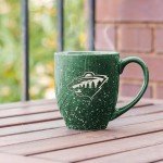 Rico Industries NHL Hockey Minnesota Wild Green 16 oz Team Color Laser Engraved Speckled Ceramic Coffee Mug
