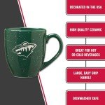 Rico Industries NHL Hockey Minnesota Wild Green 16 oz Team Color Laser Engraved Speckled Ceramic Coffee Mug